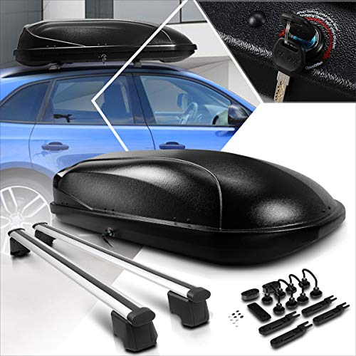 Aluminum Roof Rack Cross Bars Rails + Black Rooftop Cargo Carrier Box w/Keys Compatible with 09-16 Audi Q5