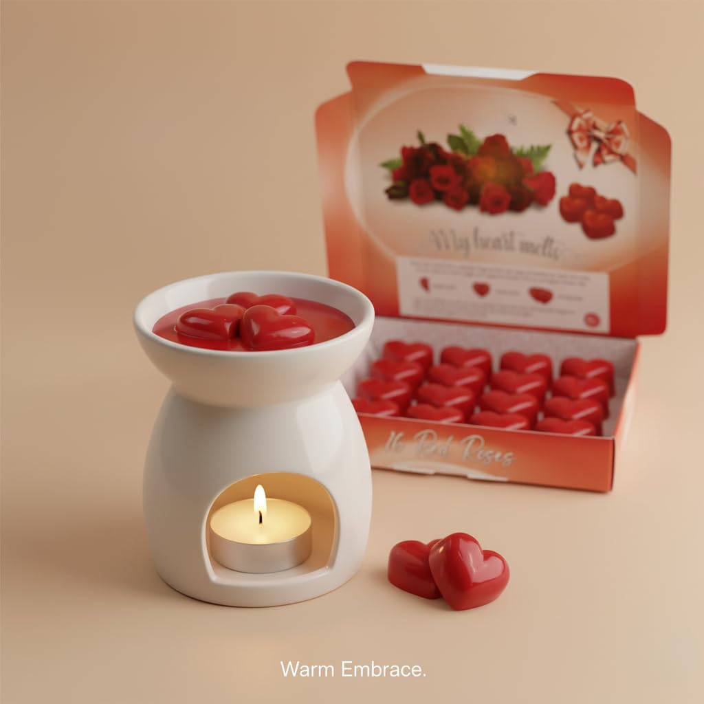 Red Roses - Cera aromática para lámpara aromática y eléctrica, cera de cera de soja, vegana y apta para animales, aroma a cera aromática