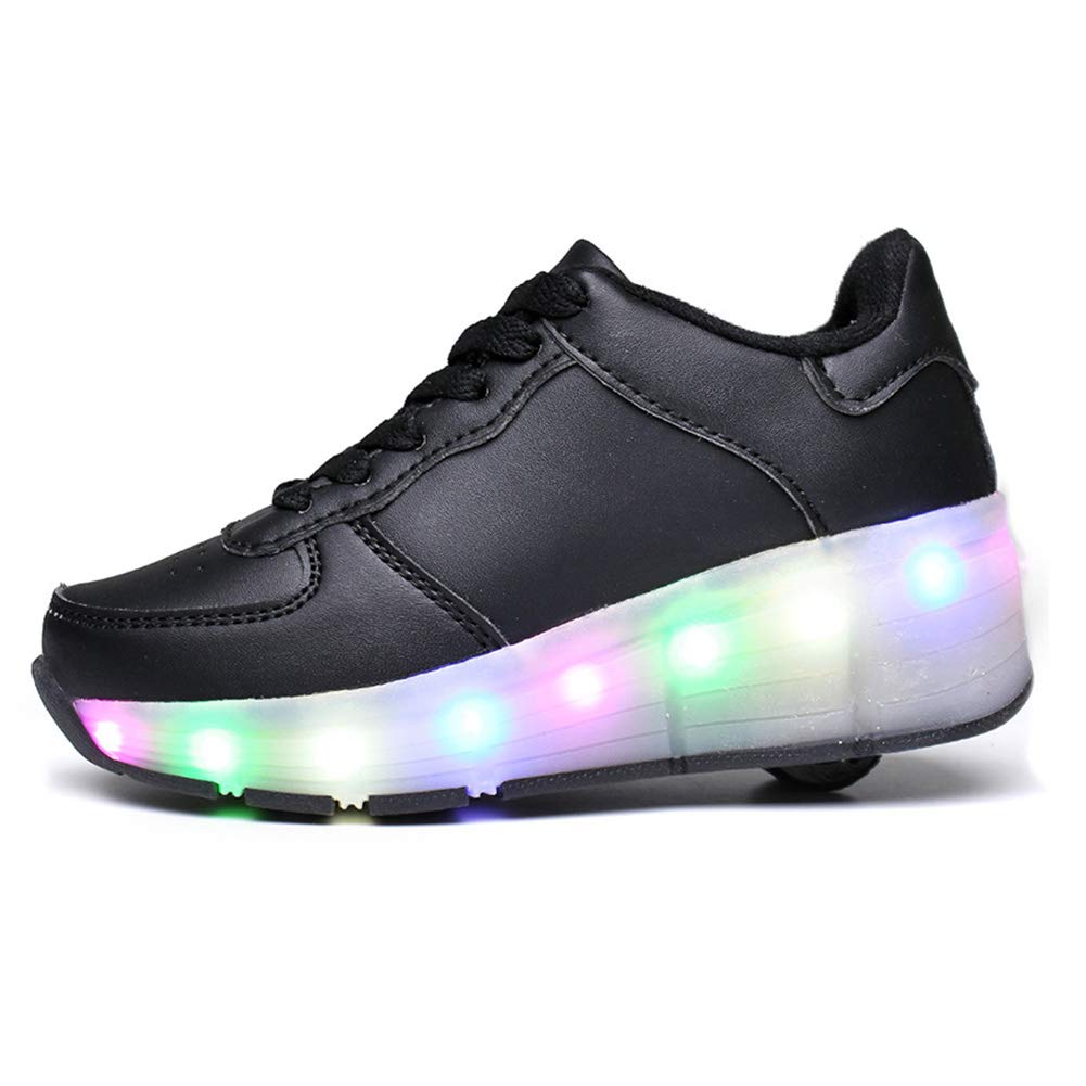 WYEING. Low-Top LED Sneakers Shoes LED Light Up Shoes Light for Men Women Glowing Luminous Flashing Shoes Kids Thanksgiving Christmas Day Best Gift,Black,37