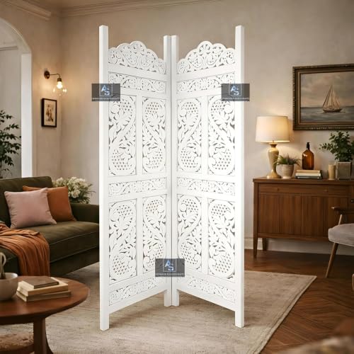 Image of Partition for Living Room,Divider,Partition Wall Room Divider Screen Separator, Wall Panel Divider for Hall | Bedroom |Office | Puja Room | Restaurant S Design (2 Panel White)