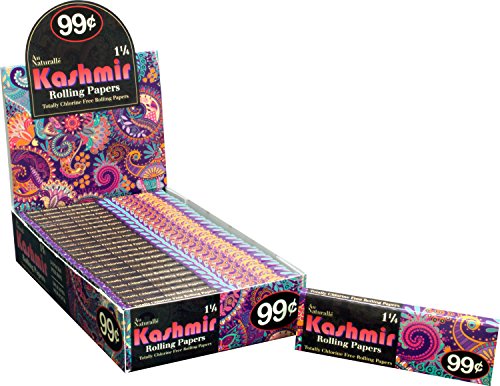 Kashmir 1.25 Rolling Papers Natural Gum Pack of 50 Full Box Chlorine Free