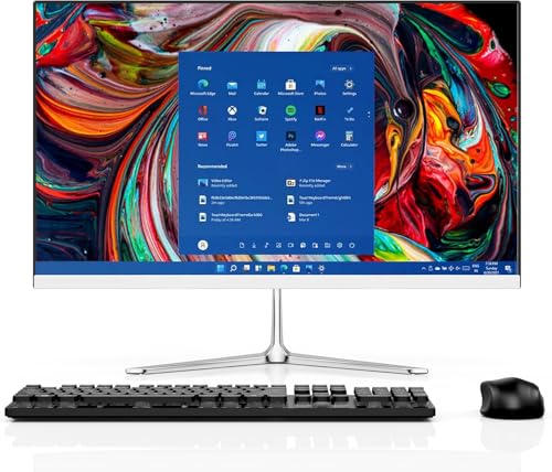 Image of 23.8 inch All-in-One Desktop Computer (Keyboard & Mouse kit) Intel CPU up to 2.9GHz, FHD, 16GB RAM, 512GB SSD, Windows 11, BT5.2, WiFi 6,Minimalist Style for Home, Office