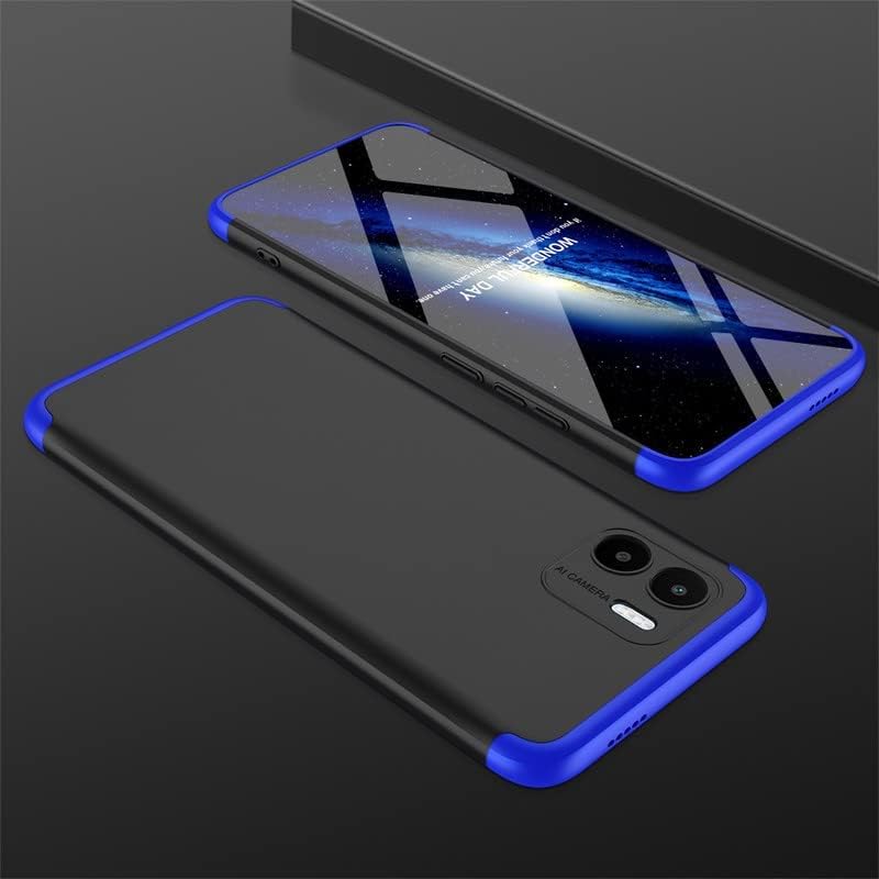 Capa Capinha 360 Para Xiaomi Redmi A1 Tela de 6.52 Case Fosca Anti Impacto (Preta com azul)