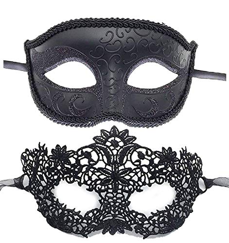 7Queen Rhinestone Rose Women Men Mask for Couples Mardi Gras (Venetian)