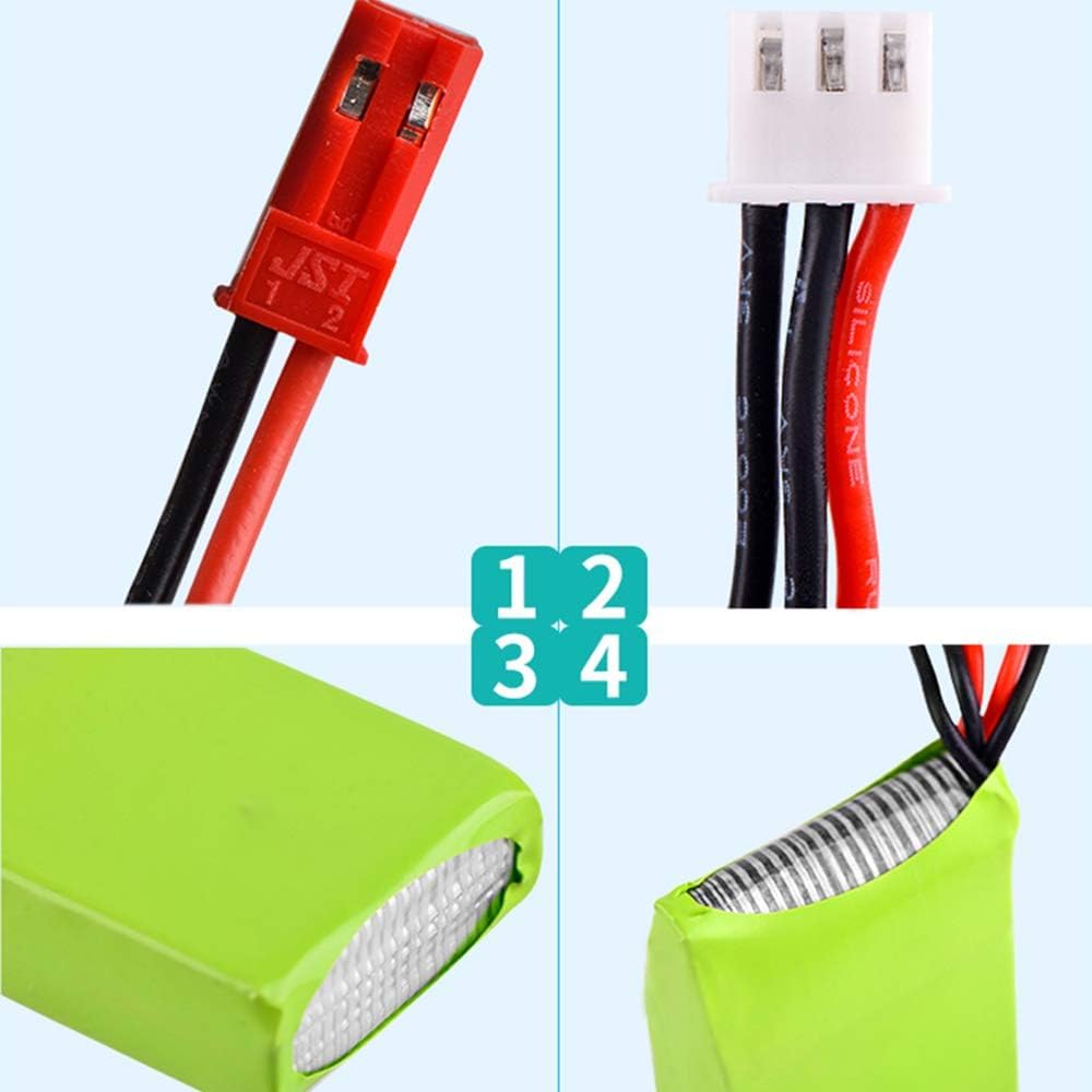 Paquete de 2 baterías Lipo de 7,4 V 1500 mAh RC, baterías recargables JST con cargador USB, adecuado para transmisor Flysky FS-GT5 FS-G7P