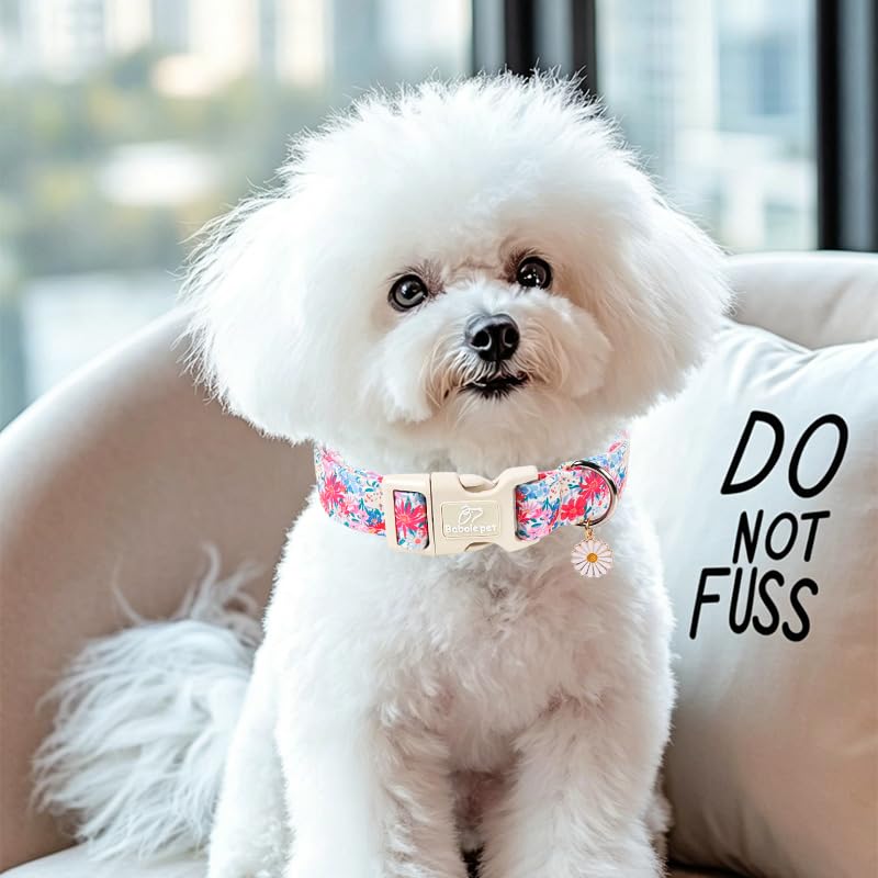 Collar para perro floral ligero ajustable talla S miniatura 2