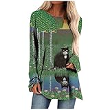 Long Sleeves Shirt Damen Sexy Damen Oberteil T-Shirt Druckpapier Shirt Schwanger Halloween T-Shirt Damenn 158 Tops B.O.B Minzgrün #1 XL