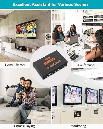 Image of Hdmi Splitter 1x4, HDMI Splitter 1 in 4 out, HDMI Splitter Supports Full HD1080P 4K and 3D, Compatible with Xbox PS3 /4 Roku Blu-Ray Player HDTV (1 X 4 HDMI SPLITTER)