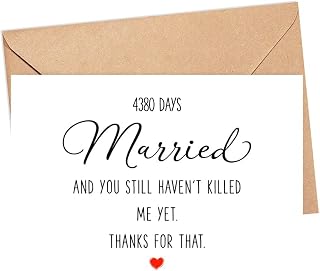 DiandDesignGift 4380 Days Married Card - Funny 12th Wedding Anniversary Card - 12 Year Anniversary Card Husband Wife Couple - Gift For Husband - For Wife