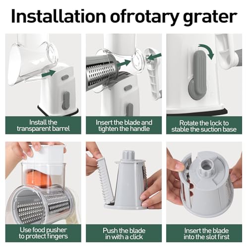 APSARAS-Rotary-Cheese-Grater-5-in-1-Cheese-Grater-with-Handle-Replaceable-Stainless-Blades-Cheese-Shredder-Cheese-Vegetable-Slicer-Vegetable-Chopper-with-Storage-BoxStrong-Suction-Base-Green APSARAS Rotary Cheese Grater 5 in 1 Cheese Grater with Handle Replaceable Stainless Blades Cheese Shredder Cheese Vegetable Slicer Vegetable Chopper with Storage BoxStrong Suction Base Green