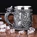 WWWL Kaffeetasse Retro Drache Harz Edelstahl Bierkrug Totenkopf Ritter Krug Halloween Kaffeetasse Kreative Wikinger Tee Tasse Pub Bar Dekoration SilverFlyingDragon