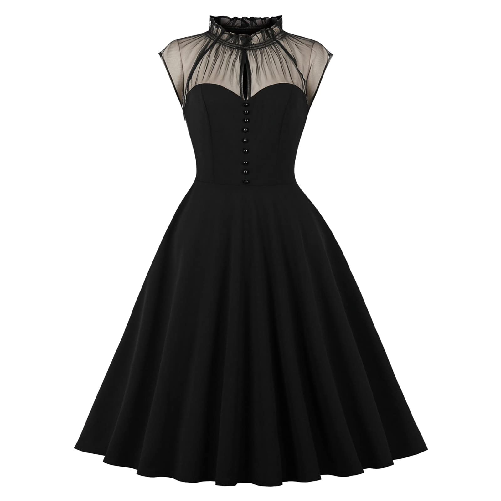 Cocktail Dresses for Women Prom Dresses 1950s 1960s Elegant Vintage Polka Dots Swing Dress Audrey Hepburn Costume Fancy Dress Ladies A Line Cocktail Dance Gown for Evening Party