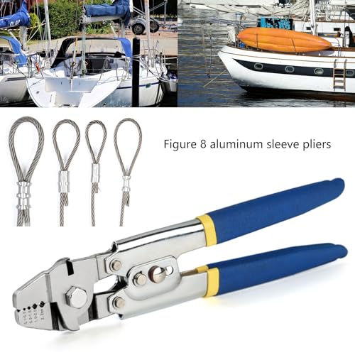 Herramienta de crimpado de cuerda de alambre con cortacables integrado para manguitos de aluminio 3