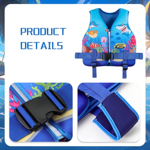 Jurmickey Toddler Swim Vest, Kids Swim Vest for Toddlers, Toddler Floaties 20-60 lbs with Adjustable Safety Strap, S-XL for 2-9 Years Old Boys and Girls(Underwater World/M) by Jurmickey - Used condition - Image 4