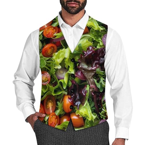 Vegetable Salad Novelty Men's Suit Vest Casual Formal Dress Vests Business Waistcoat