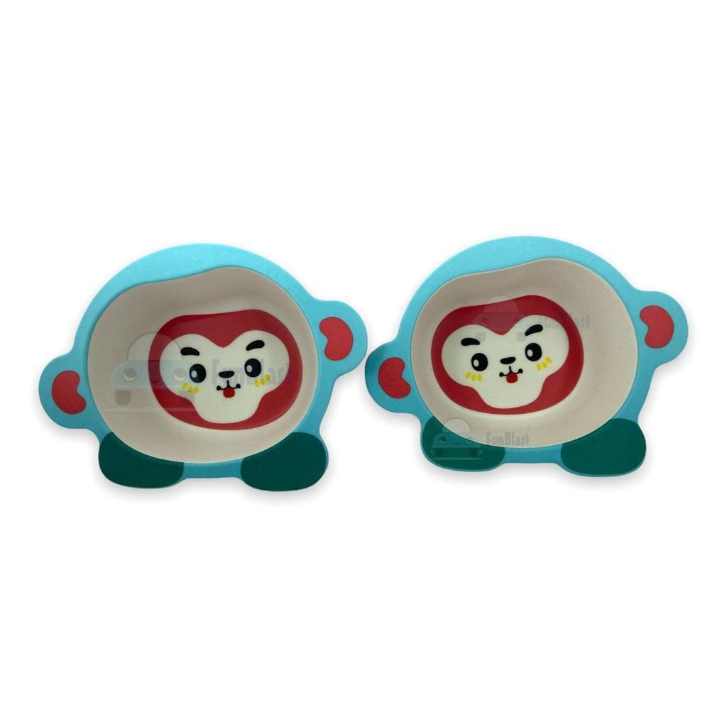 FunBlast Bamboo Fiber Bowl Set – Eco-Friendly Bamboo Fiber Monkey Design Bowl Set for Kids/Baby Utensils Feeding Bowl Tableware for Kids and Toddlers (Multicolor; Pack of 2)-image-21