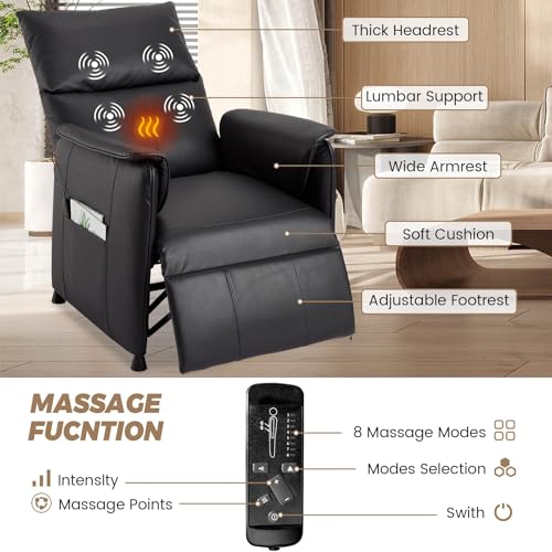 Sillón reclinable eléctrico con masaje y calor negro miniatura 5