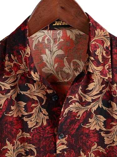 Image of JOTOOK Mens Hawaiian Shirt Short Sleeve Button Down Tropical Shirts Casual Floral Summer Beach Shirt