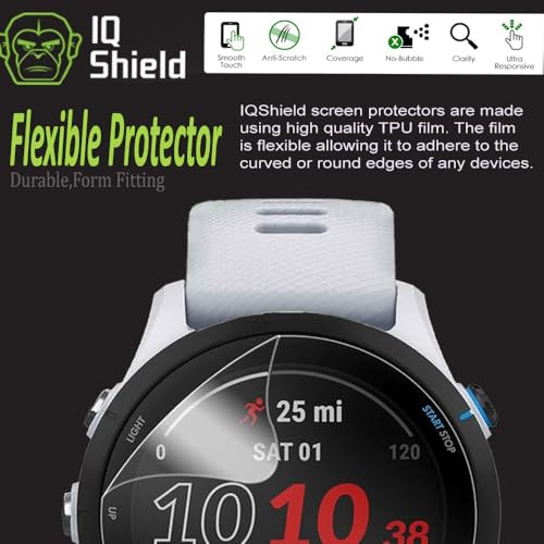 IQShield 6 Pack for Garmin Forerunner® 265 (46mm) Screen Protector Easy Install Ultra Thin Smudge Resistant Anti-Scratch Anti-Bubble Clear TPU Film