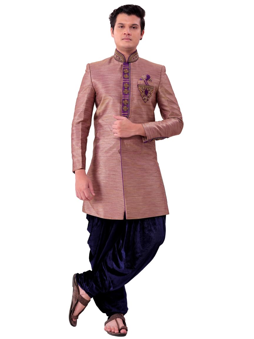 Men's Brown Silk Indo Western with Dhoti PE9023-image-39