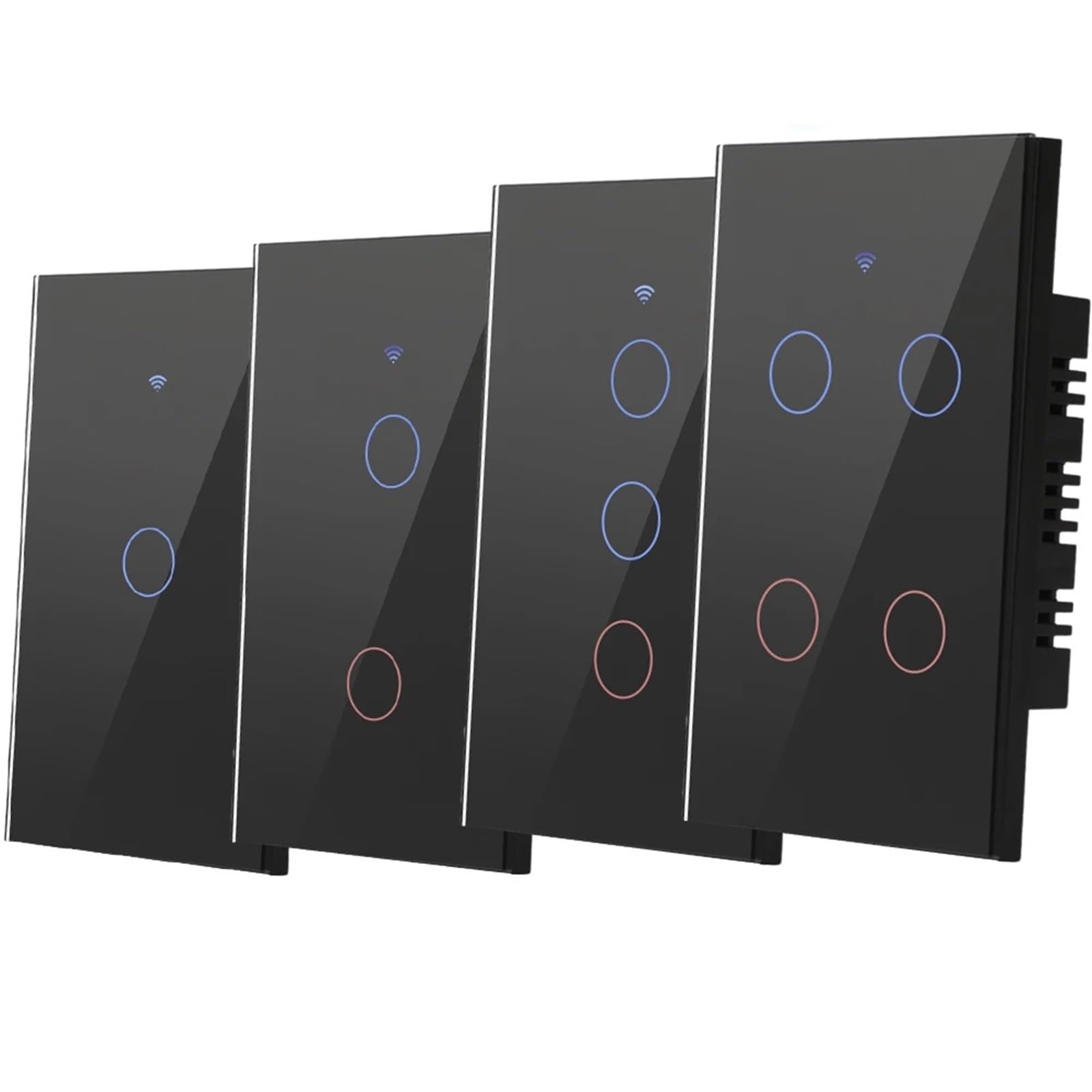 Interruptor táctil de luz de pared con control remoto inteligente de 2 vías (negro, 2 bandas, sin neutro, 220 V)