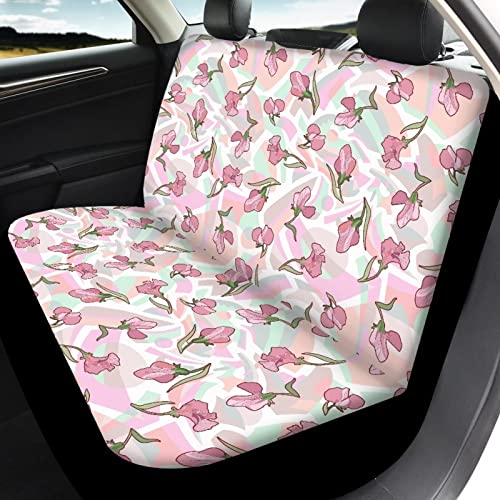 Image of Modysero Floral Flower Print Pink Car Set Cover Full Set Durable Soft Front Rear Bench Seat Cover Set for Women Elastic Breathable Automotive Seat Protector Universal Fit All Cars Trucks