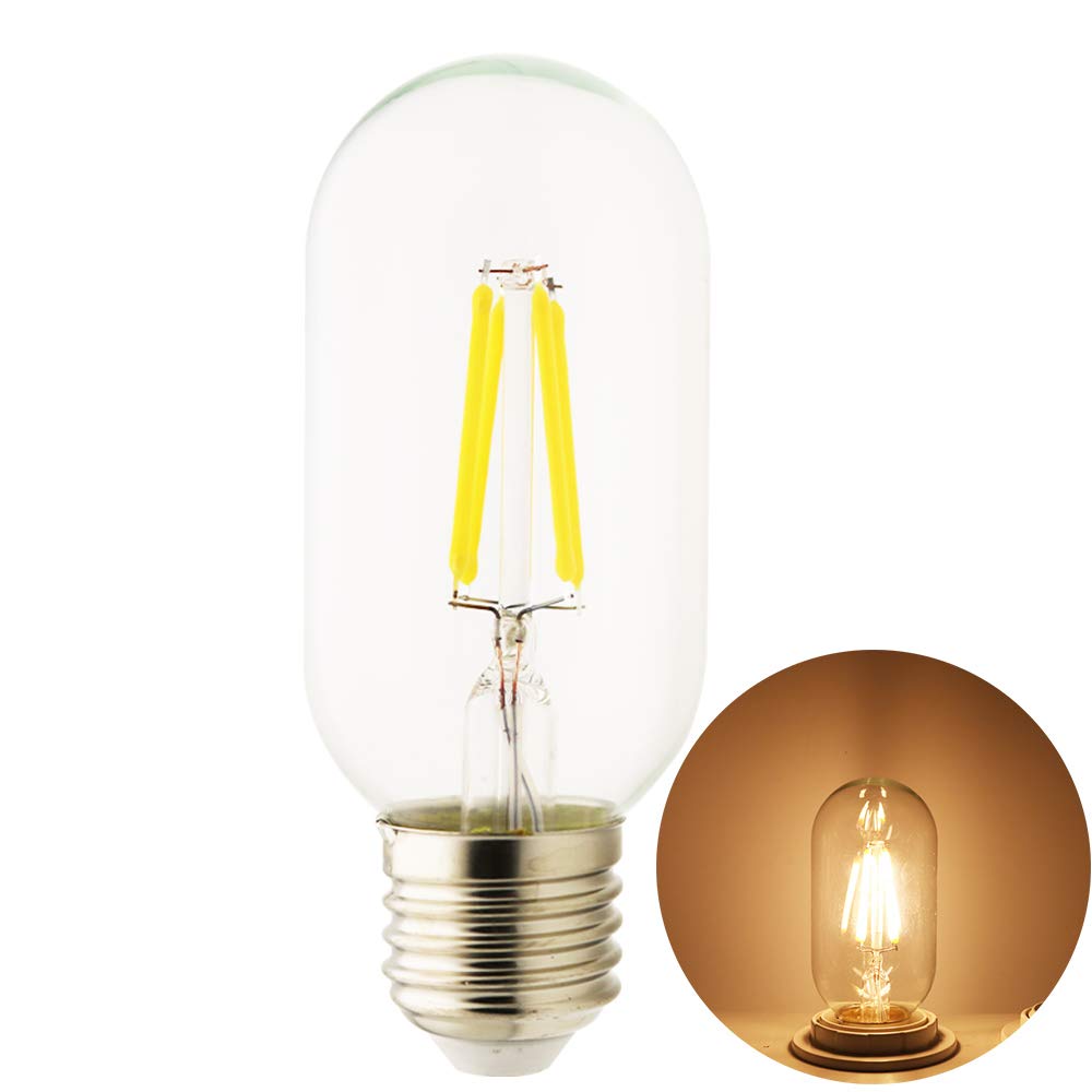 Xindaxin White 1 Pack E27 Led Candle Light Bulbs 30W Equivalent, T45 4W 2700K-3000K Warm E27 Small Edison Screw Candle Bulbs,Non-Dimmable