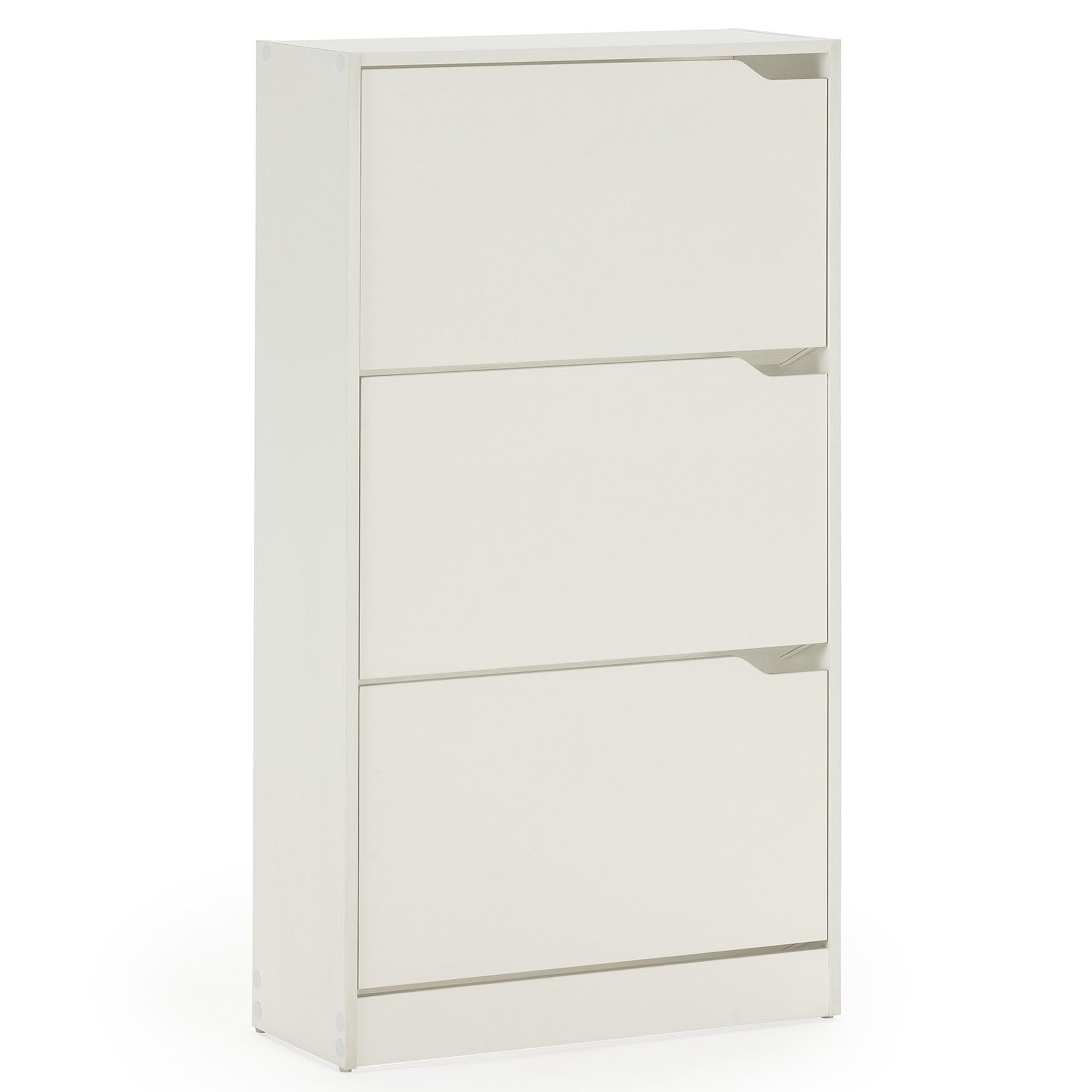 HOMN LIVING Mueble Zapatero Ángel 3 Puertas Color Blanco, para 18 Pares, 63 cm (Ancho) 24 cm (Profundo) 115 cm (Altura)