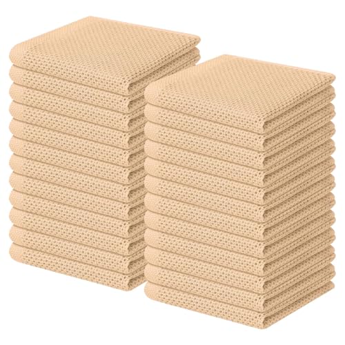 Image of Homaxy 100% Cotton Waffle Weave Kitchen Dish Cloths, Ultra Soft Absorbent Quick Drying Dish Towels, 12 x 12 Inches, 24-Pack, Apricot