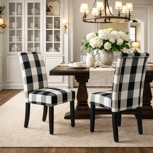 Image of HomePop Parsons Dining Chair - Black Plaid (Set of 2)