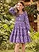 GRACE KARIN Fall Long Sleeve Dresses for Girls Purple Floral Smock Ruffle Tiered Holiday A-Line Button Front Fashion Dress Size 7-8
