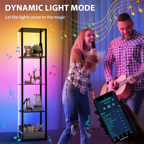 LED Corner Shelf with 5 Tiers for Living Room or Bedroom