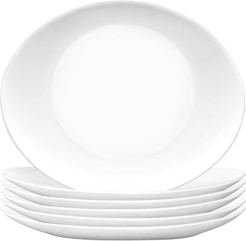 Prometeo Platos para carne de 12,5" Vajilla de vidrio ópalo, blanco, juego de 12