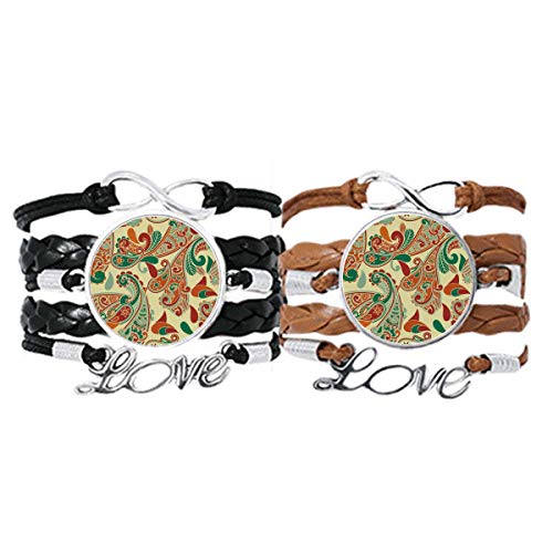 Bracelet en cuir motif feuille abstraite (Lot de 2) DIYthinker pour style décontracté