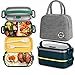 Haoh Bento Lunch Box Kit - 1600 ml Double Couche Boite Repas avec Couverts + Sac Isolant, Hermétique Boîtes Bento pour Pique-Nique, Travail, Goûter, Boîte à Lunch Micro Ondes(Vert foncé)