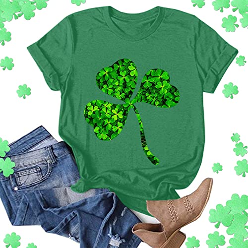 St Patricks Day T-shirts voor Vrouwen UK Trendy 2026 Dames Tops Lucky Shamrocks Gedrukt Crewneck Korte Mouw Tees Zomer Groene T-shirts Vrouwen Plus Size Iers T-Shirt Womens Tops Dameskleding, Groen, S - Afbeelding 6
