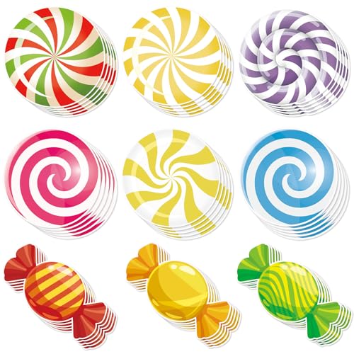 Image of Vuzvuv 90Pcs 5In Candy Paper Cutouts with 180Pcs Glue Points,Candy Cut Outs Bulletin Board Decorations for Birthday Party Theme Decor Supplies