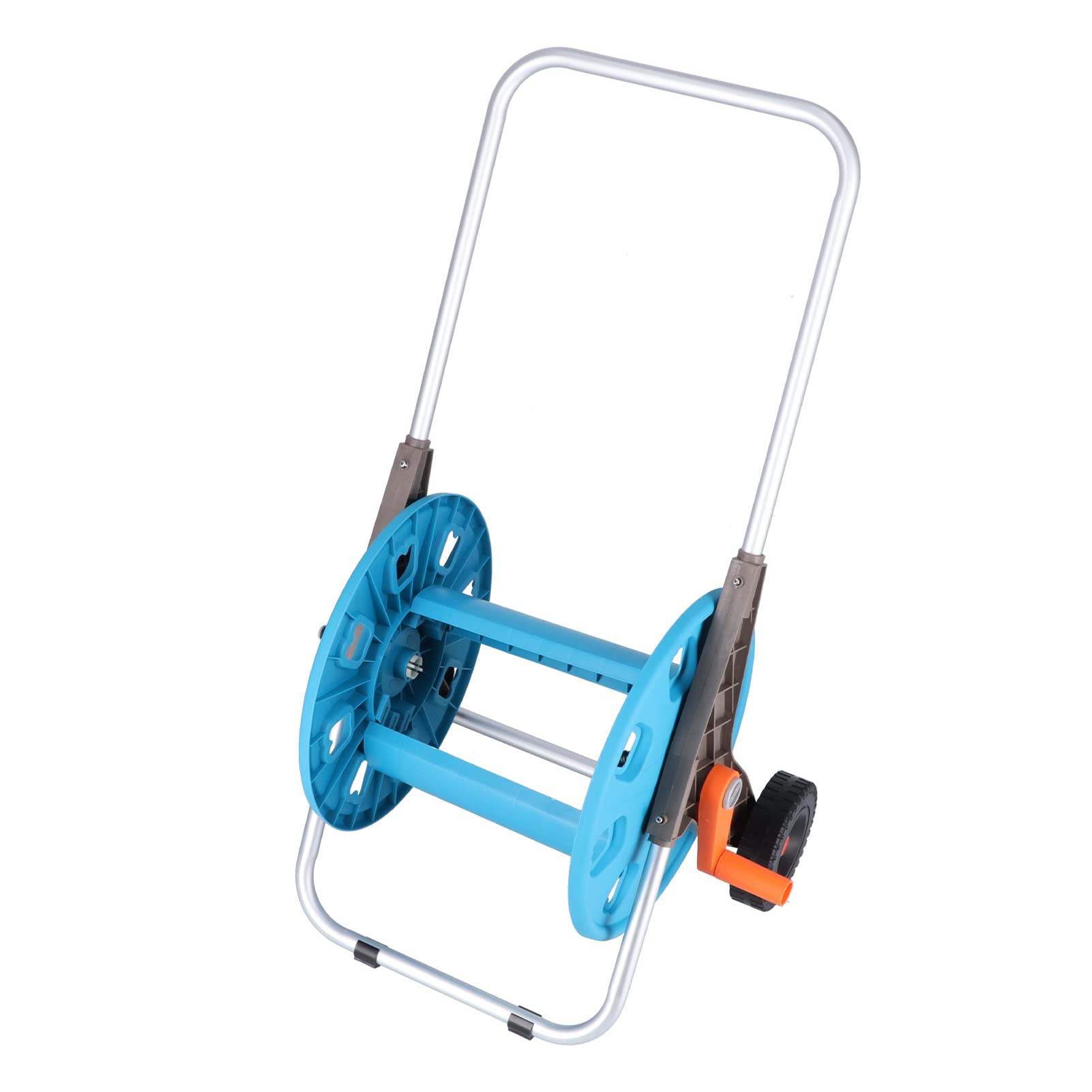Carrello per tubi da giardino | Spinta a mano portatile a scomparsa per pulire il tuo giardino | Capacità di 80 m per cortile/prato/irrigazione |Telaio in alluminio stabile Supporto per manovella