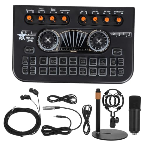 Kit de micrófono y tarjeta de sonido podcast mezclador de audio portátil estudio grabación de voz