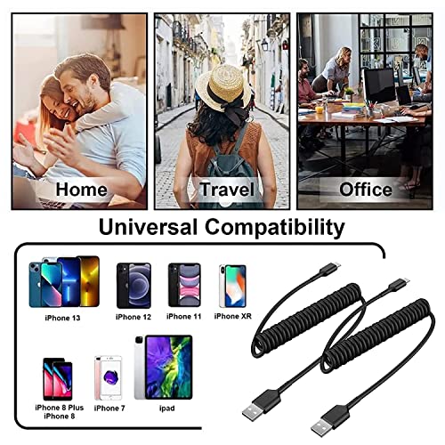 [Apple Mfi Certified] Coiled Lightning Cable, 2 Pack 6Ft Retractable Short Iphone Charger Cable For Car Usb To Lightning Charger Cord Compatible With Iphone 14 13 12 11 Pro Max Xs Xr X 8 7 Ipad, Black #TOP3
