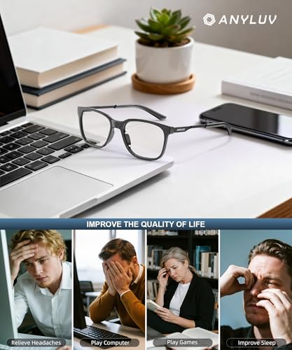 Image of ANYLUV Blue Light Glasses for Men, Lightweight Computer Gaming Glasses, Stylish Anti Eyestrain Blue Light Blocking Men