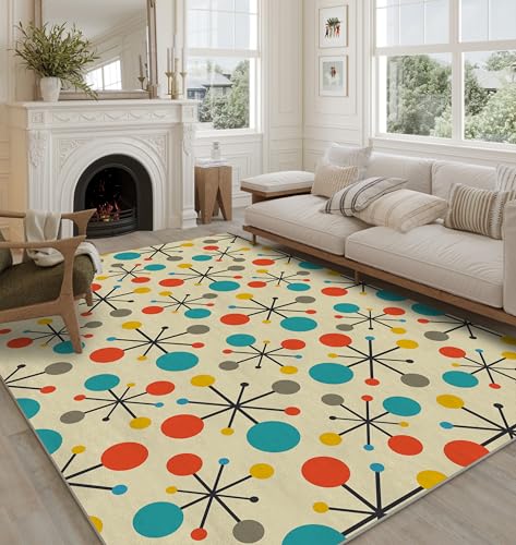 Tapete Retro para Sala y Dormitorio 3x5 ft Amarillo Antideslizante miniatura 2