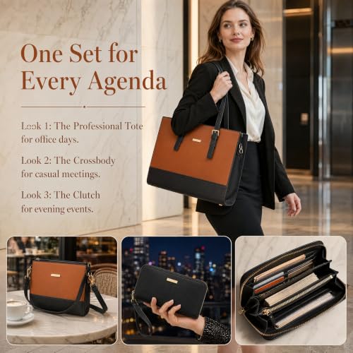Image of Women Fashion Handbags Tote Bag Shoulder Bags Top Handle Satchel Purse Set