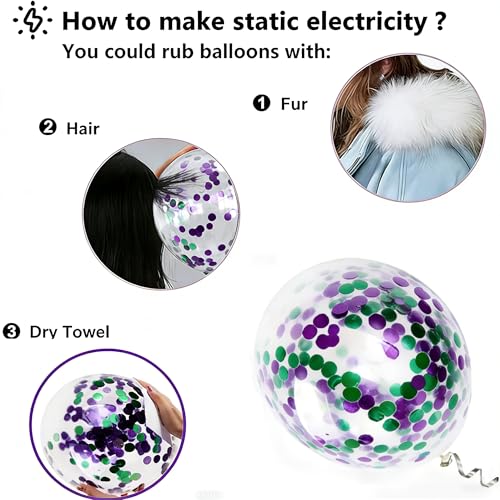 Image of Green and Purple Balloons, 70pcs Light Green Purple Black Balloons with Confetti for Birthday Party Supply