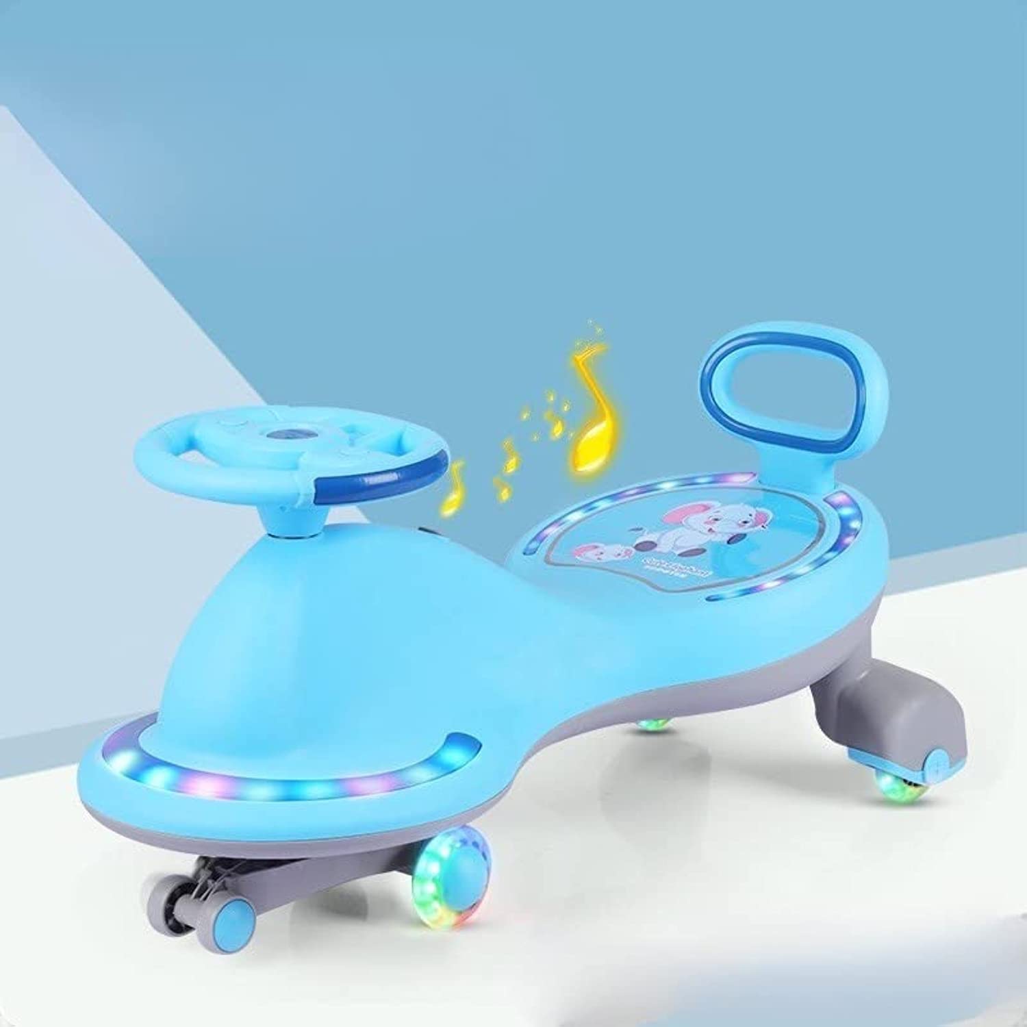 Honelevo Kids Swing Car With Music and LED Wheel - Baby Ride On for Ages 2-8 (Sky Blue)
