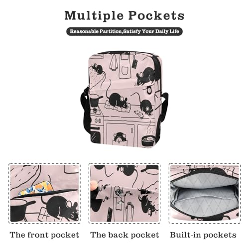 Funny Kitchen animal Pink small messenger bag for women cross body bag men Croos Body Purses Adjustable Strap for Casual Outdoor Daily2