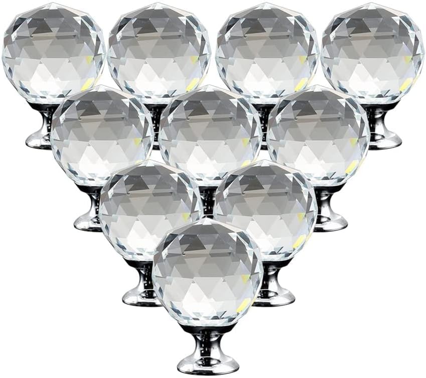 Miniatura 2 de Weidu 12 tiradores redondos de cristal con diamantes para cajones, pomos de puerta, herrajes para aparadores, pomos de cristal, manijas de gabinete