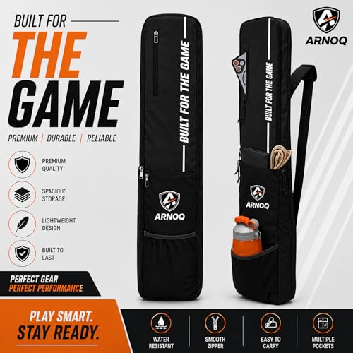 Image of Pro Cricket Bat Cover Full Size with Shoulder Strap, Water-Resistant & Lightweight, Quick Acess Pockets for Wooden & Plastic Bats (Black)