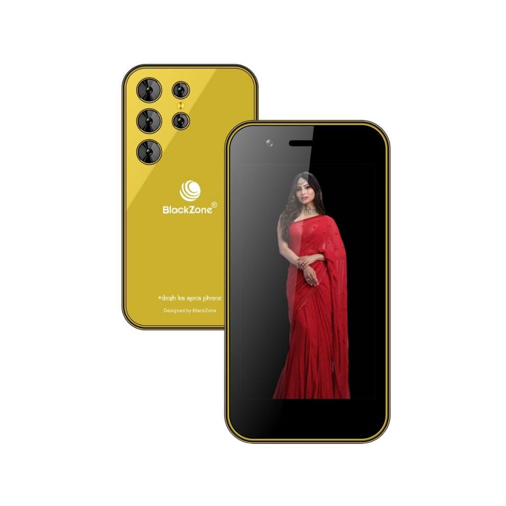 BLACKZONE Miniature 4g Volte Mini Smart Mobile Phone | 3.0′ Incell Display | 3GB RAM | 16 GB ROM | 8 MP Triple Rear Camera | USB Type C | 2000 mAh Battery (Gold)