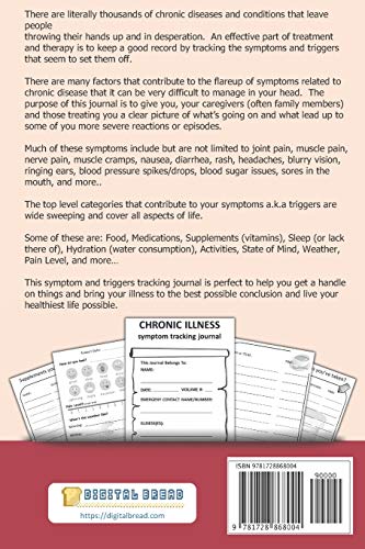 image for CHRONIC ILLNESS - Pattern Catching, Symptom Tracking Journal: DAILY TR